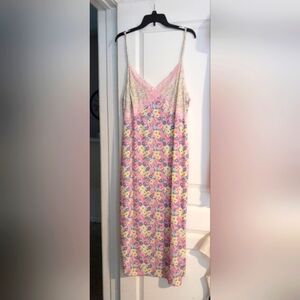 Floral Pink and Yellow Slip Dress